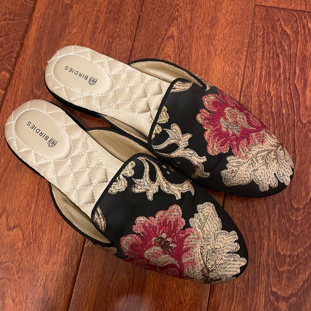 Birdies Floral Metallic Mules